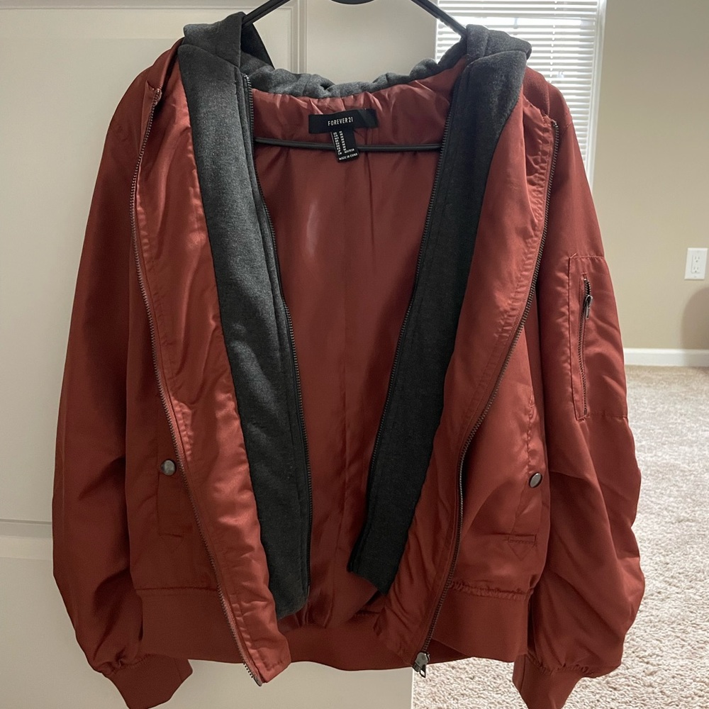 Forever 21, medium, maroon fleece jacket